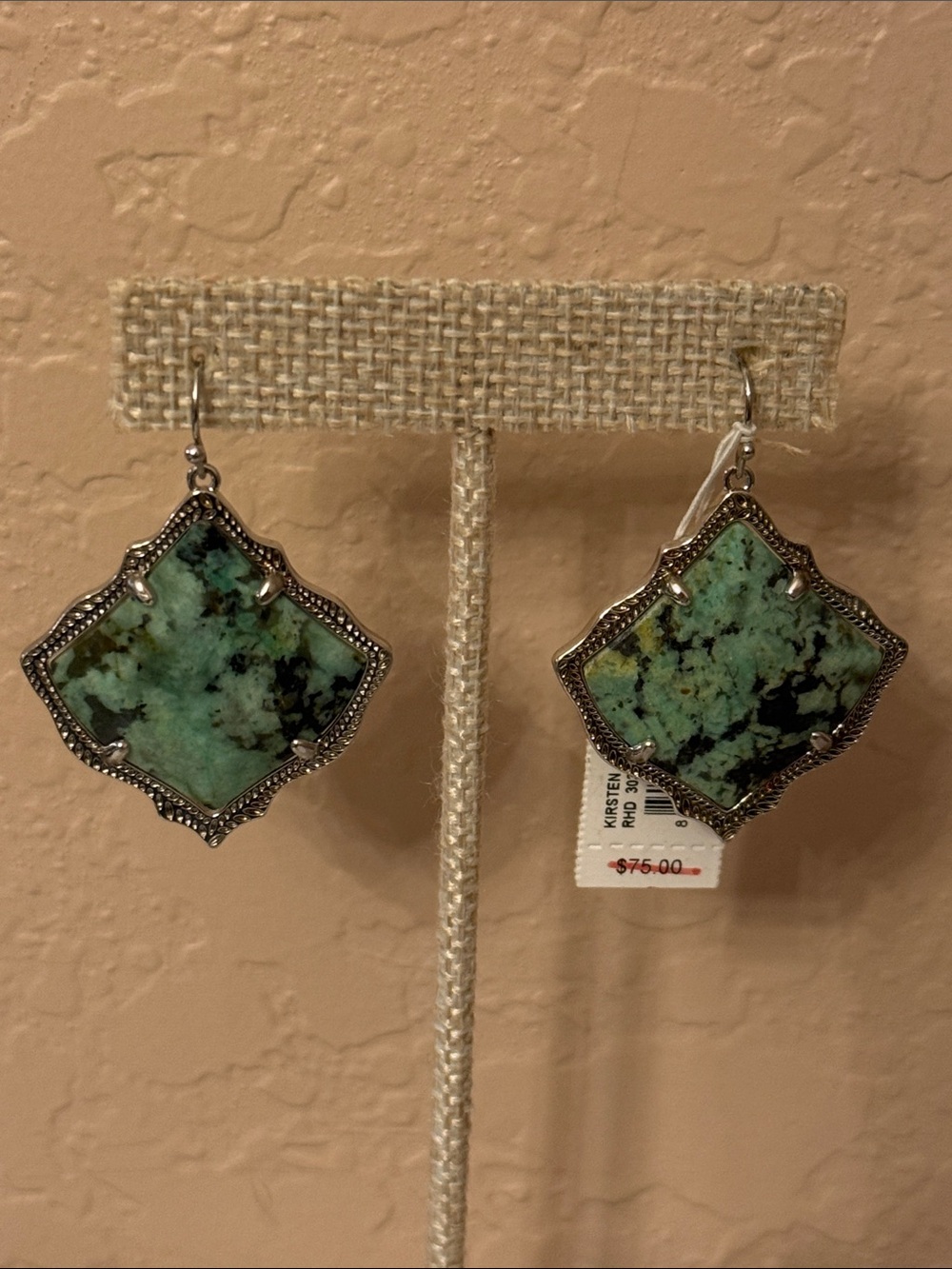 Kendra Scott Kirsten African Turquoise Silver-Tone Drop Earrings NWT